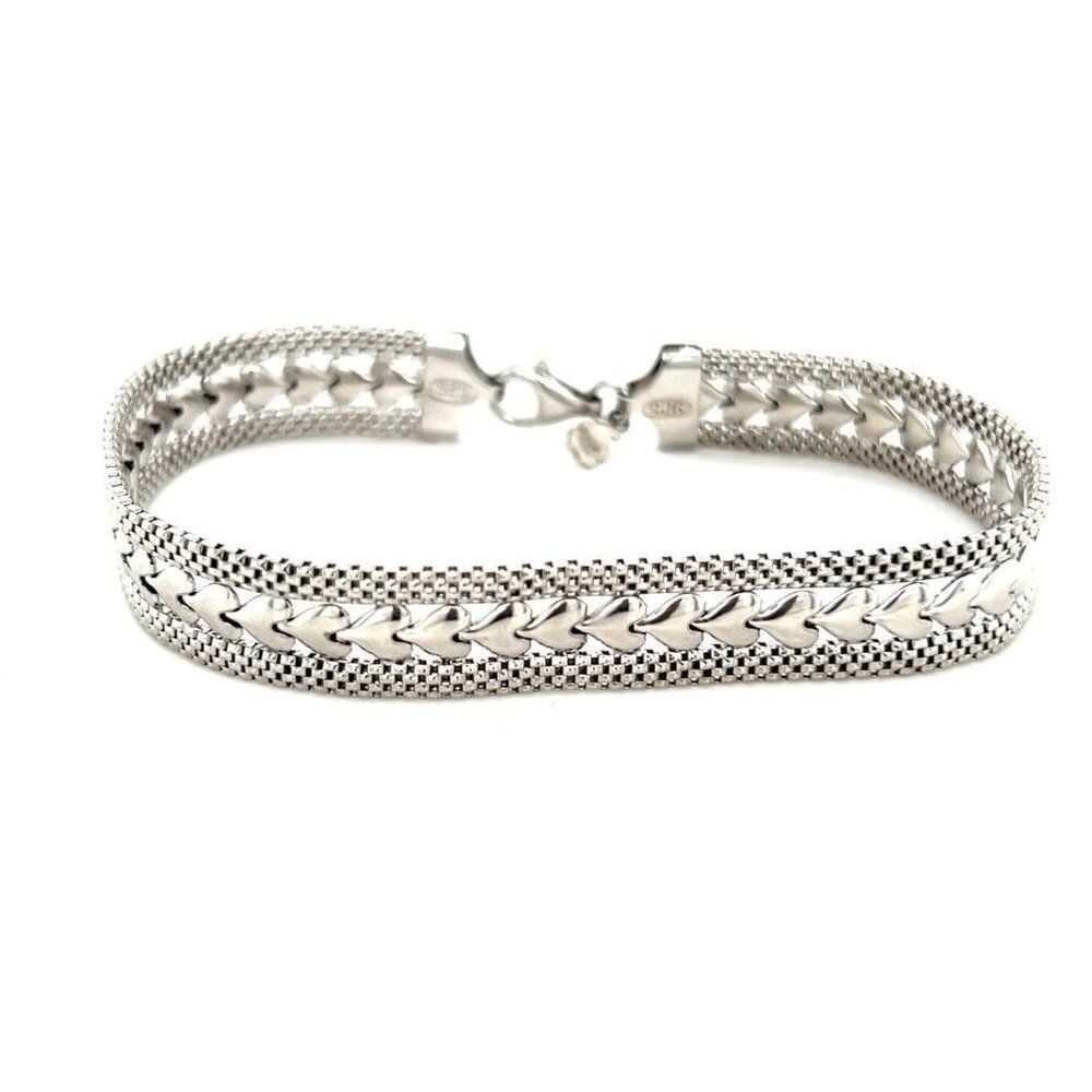 ❌SOLD 925 Italy Heart Link Flat Bracelet - Picture 2 of 6